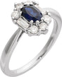14K White Gold Lab-Grown Blue Sapphire & 3/8 CTW Natural Diamond Ring