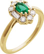 14K Yellow Lab-Grown Emerald & 3/8 CTW Natural Diamond Ring