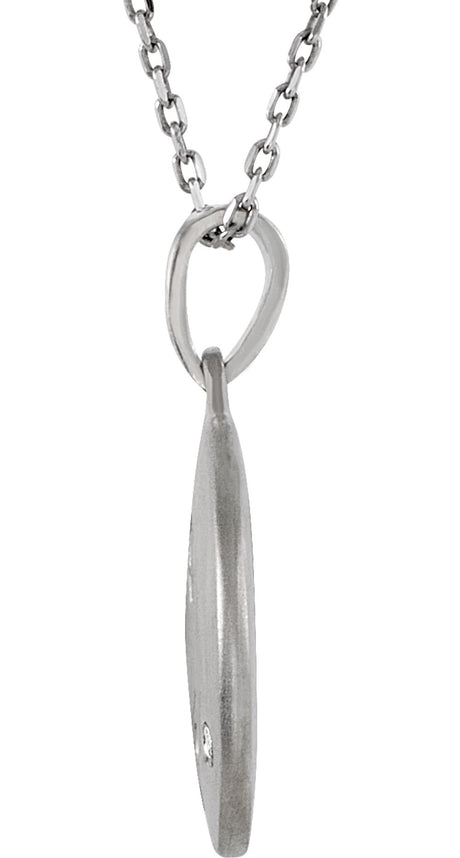 Sterling Silver .005 CT Natural Diamond Initial C 18" Necklace