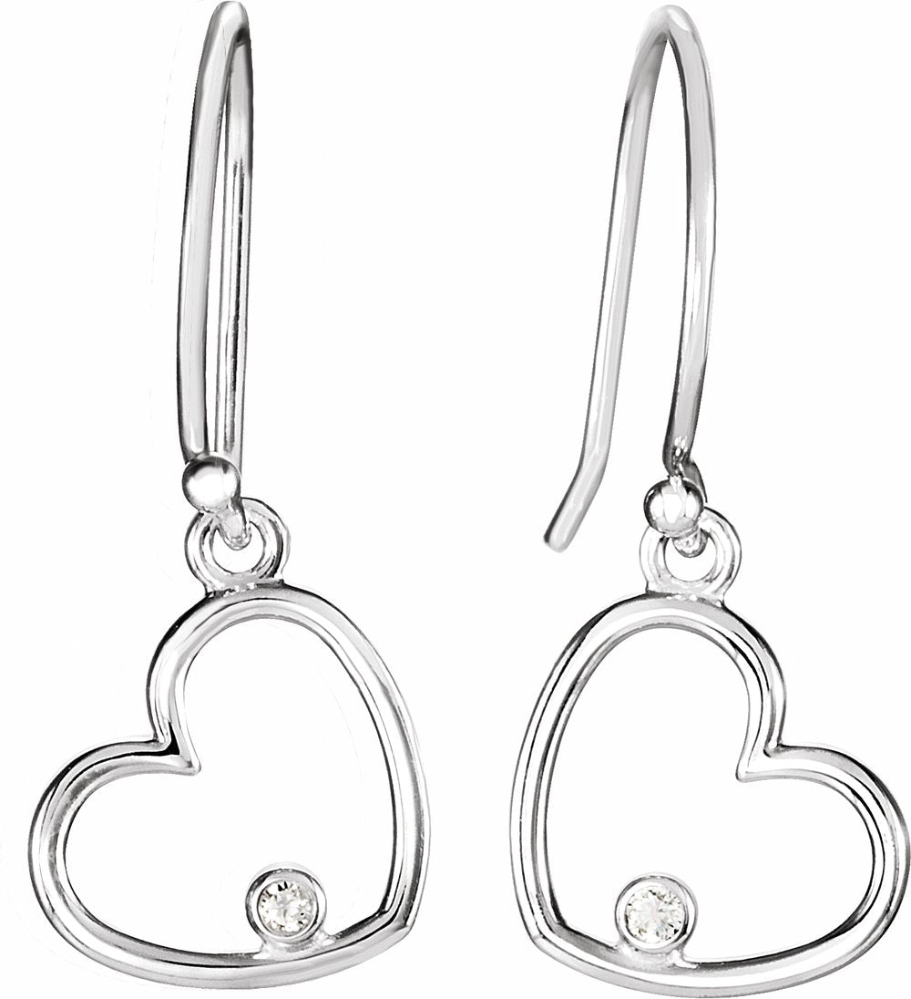 14K White .03 CTW Natural Diamond Heart Earrings