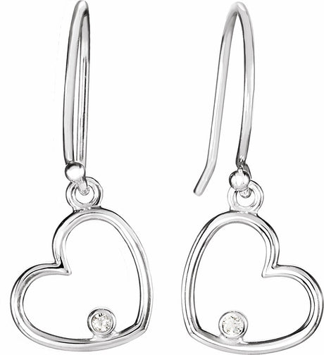 14K White .03 CTW Natural Diamond Heart Earrings