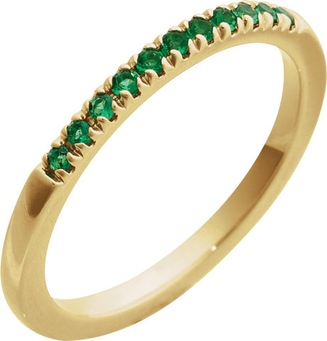 14K Yellow Gold Lab-Grown Emerald Stackable Ring