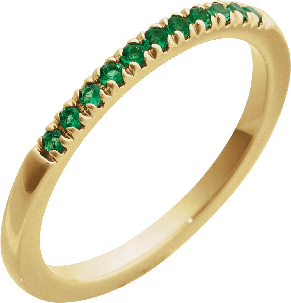 10K Yellow Gold Natural Emerald Stackable Ring