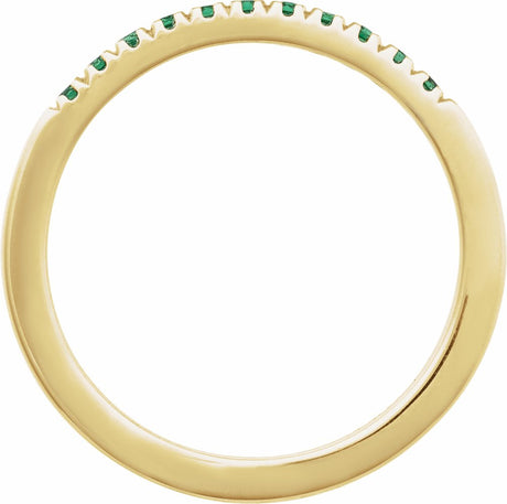 10K Yellow Gold Natural Emerald Stackable Ring