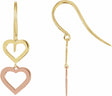 14K Yellow/Rose Double Heart Earrings