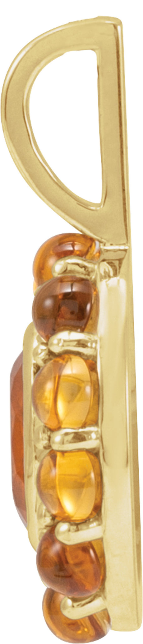 14K Yellow Natural Mexican Fire Opal & Natural Citrine Halo-Style Pendant