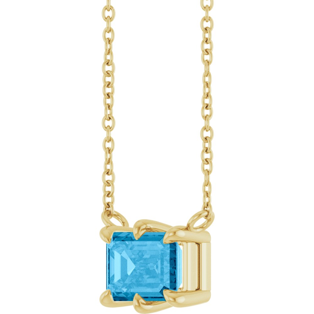 14K Yellow Natural Swiss Blue Topaz 18" Necklace