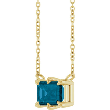 14K Yellow Gold Natural London Blue Topaz 18" Necklace
