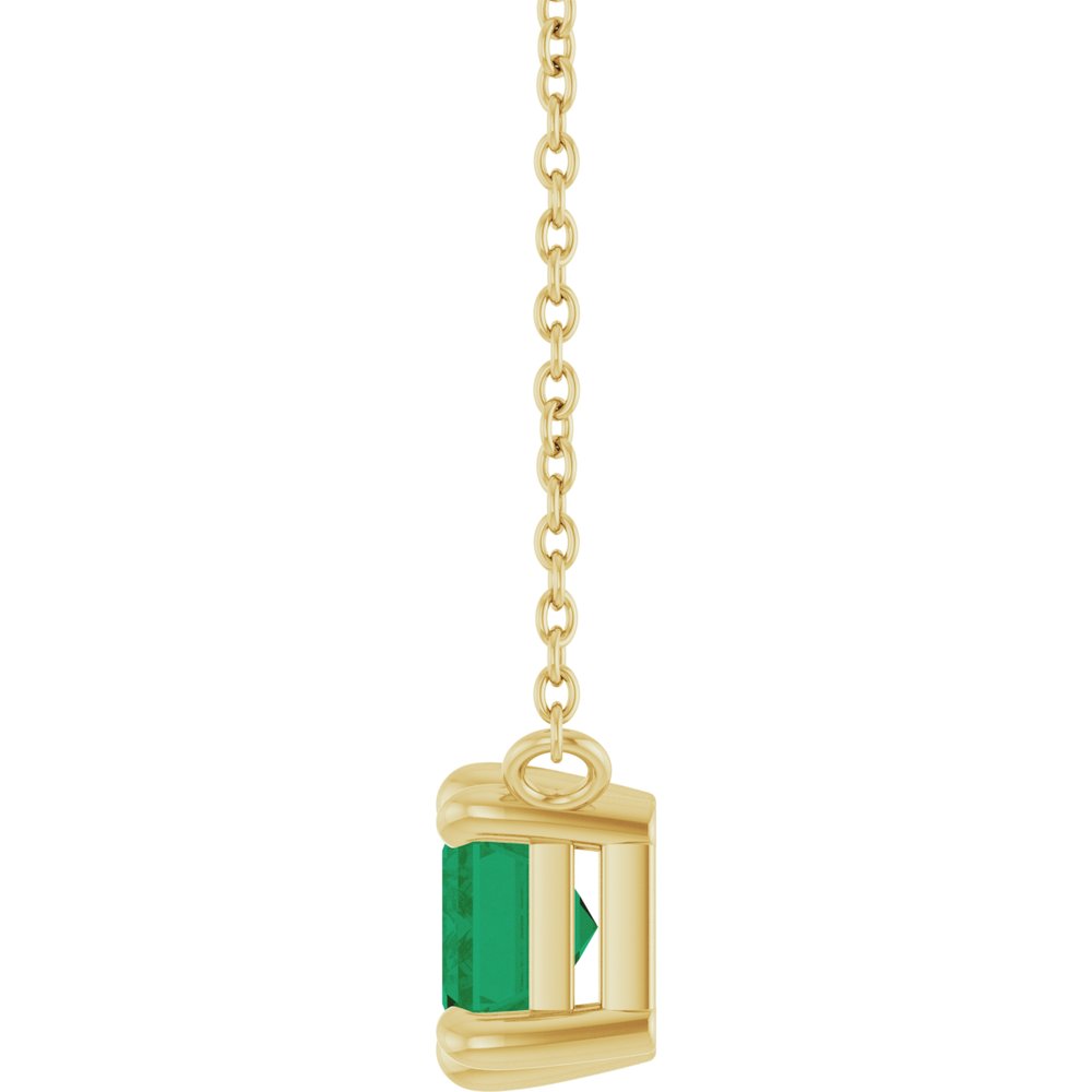 14K Yellow Gold Lab-Grown Emerald 18" Necklace