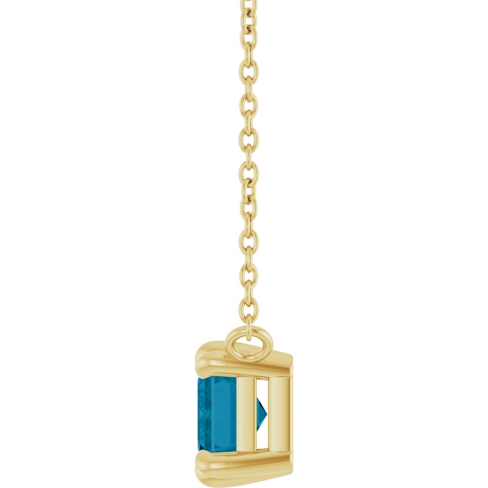14K Yellow Gold Natural London Blue Topaz 18" Necklace