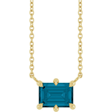 14K Yellow Gold Natural London Blue Topaz 18" Necklace