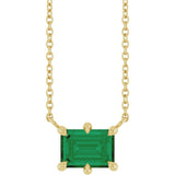 14K Yellow Gold Lab-Grown Emerald 18" Necklace