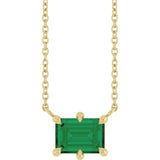 14K Yellow Lab-Grown Emerald 18" Necklace