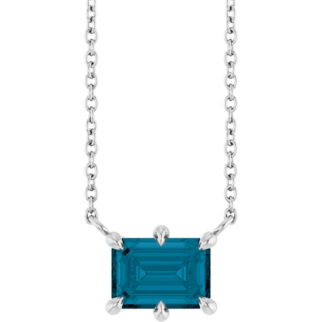 Sterling Silver Natural London Blue Topaz 18" Necklace