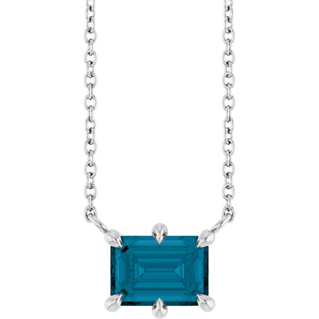 Sterling Silver Natural London Blue Topaz 18" Necklace