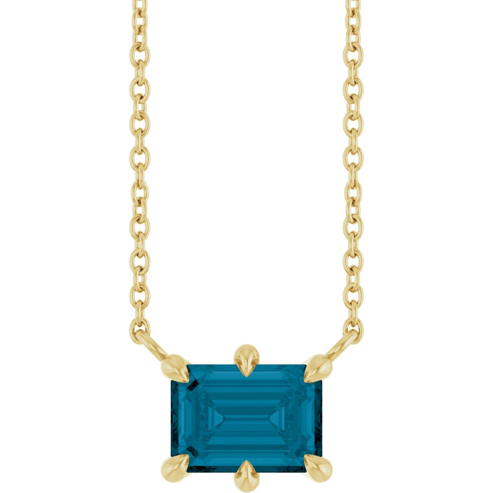 14K Yellow Gold Natural London Blue Topaz 18" Necklace