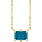 14K Yellow Gold Natural London Blue Topaz 18" Necklace