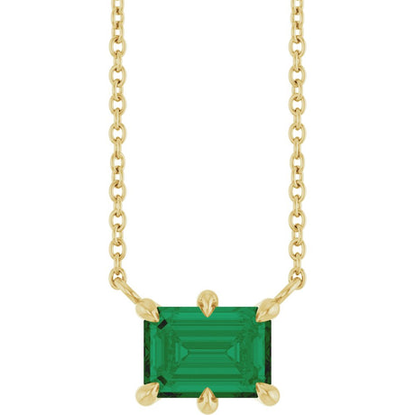 14K Yellow Lab-Grown Emerald 18" Necklace