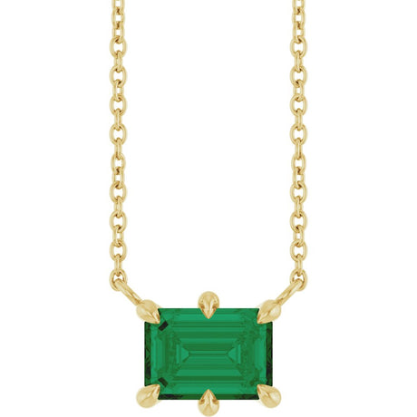 14K Yellow Gold Lab-Grown Emerald 18" Necklace