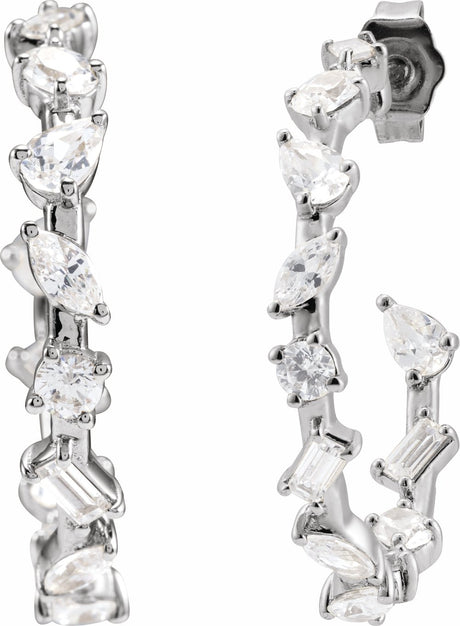 14K White Gold 2 CTW Lab-Grown Diamond 24.4 mm Hoop Earrings