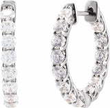 14K White 2 1/5 CTW Lab-Grown Diamond Inside-Outside Hoop Earrings