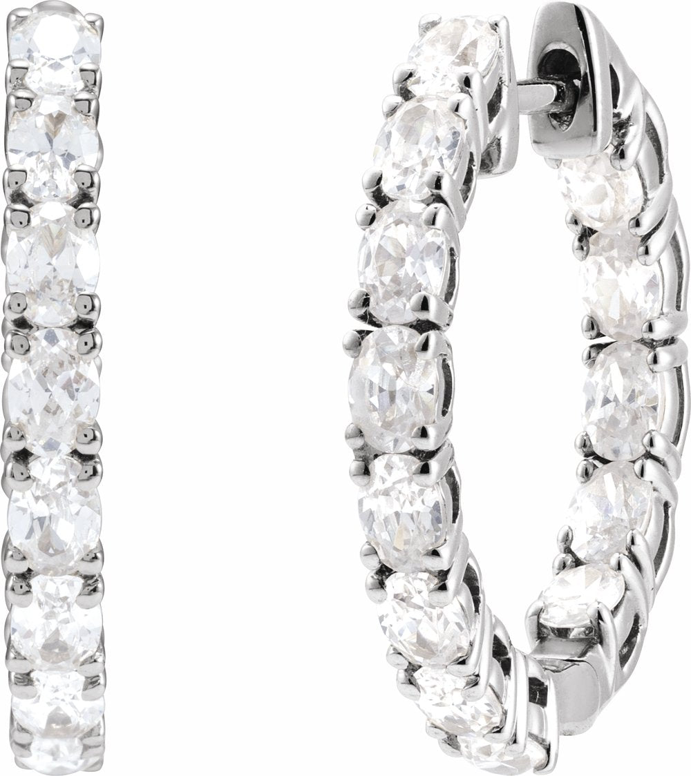 14K White 2 5/8 CTW Lab-Grown Diamond Inside-Outside 20.6 mm Hoop Earrings