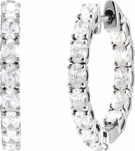 14K White 2 5/8 CTW Lab-Grown Diamond Inside-Outside 20.6 mm Hoop Earrings