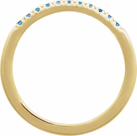 14K Yellow Gold Natural London Blue Topaz Stackable Ring