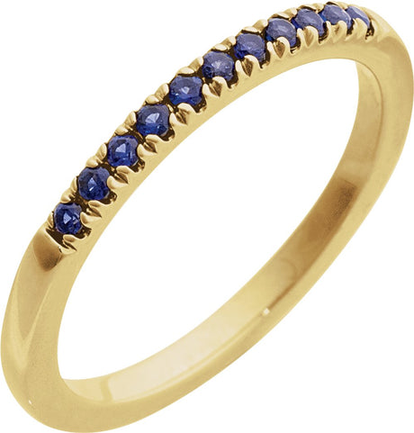 10K Yellow Gold Lab-Grown Blue Sapphire Stackable Ring