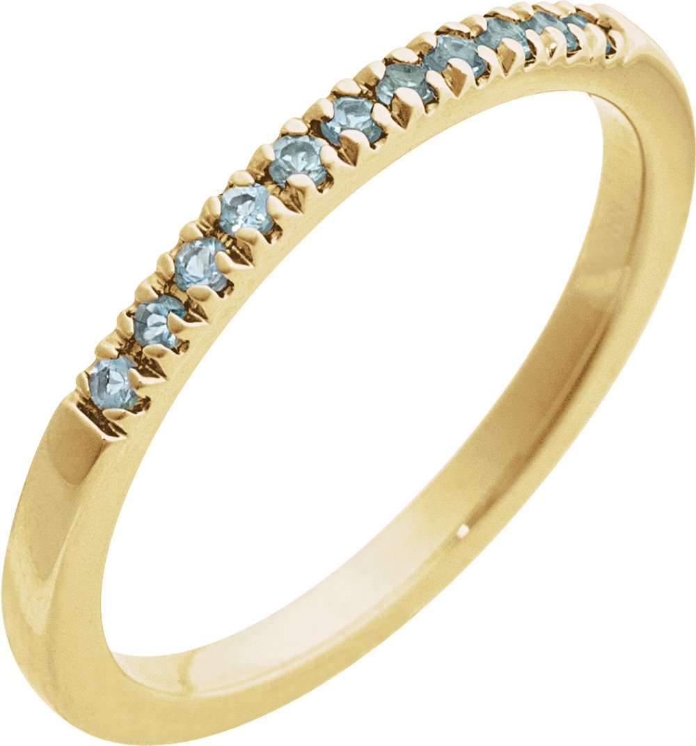 14K Yellow Gold Natural Aquamarine Stackable Ring