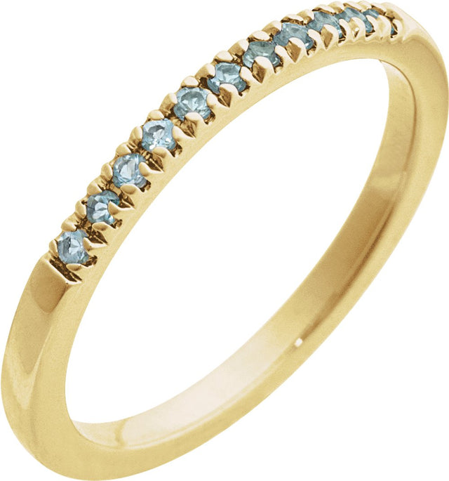 14K Yellow Gold Natural Aquamarine Stackable Ring