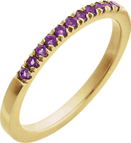 14K Yellow Gold Natural Amethyst Stackable Ring