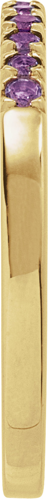 10K Yellow Gold Natural Amethyst Stackable Ring