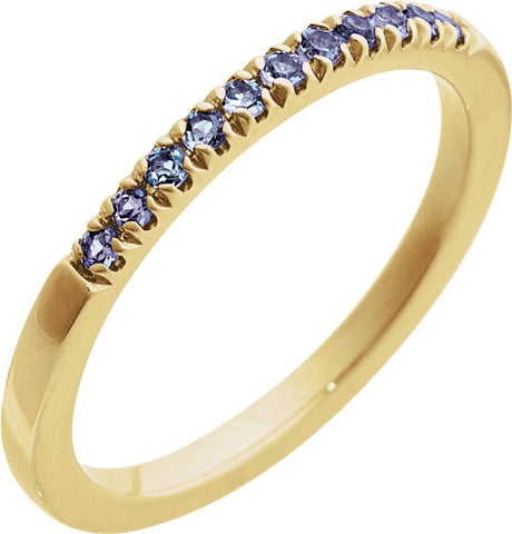 10K Yellow Gold Natural Alexandrite Stackable Ring