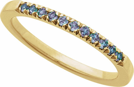 14K Yellow Gold Natural Alexandrite Stackable Ring