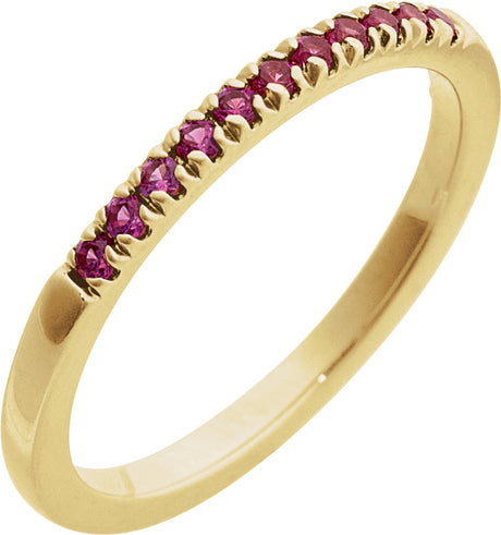 14K Yellow Lab-Grown Ruby Stackable Ring