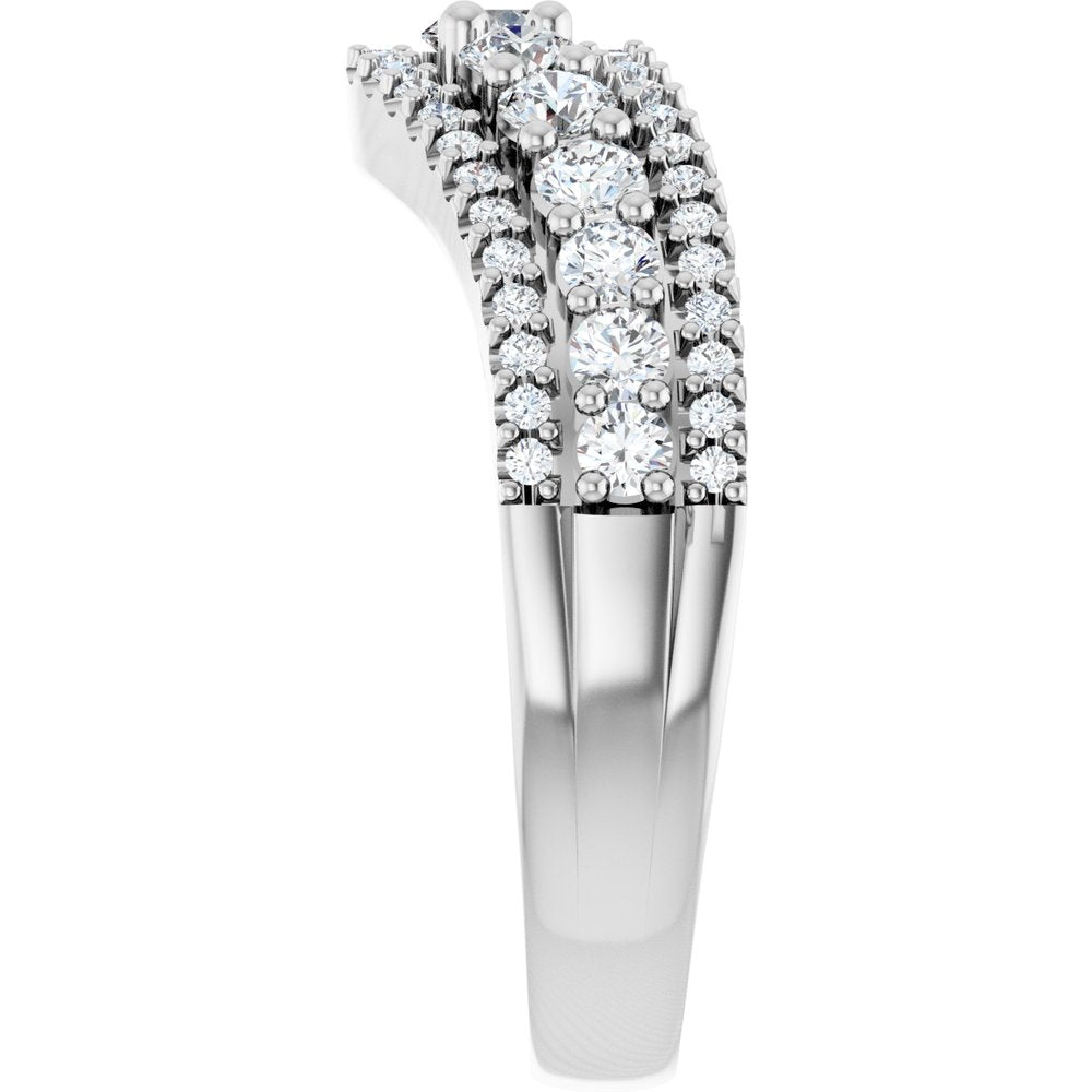 14K White 1 CTW Lab-Grown Diamond Accented Contour Band