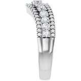 14K White 1 CTW Lab-Grown Diamond Accented Contour Band