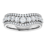 14K White 1 CTW Lab-Grown Diamond Accented Contour Band
