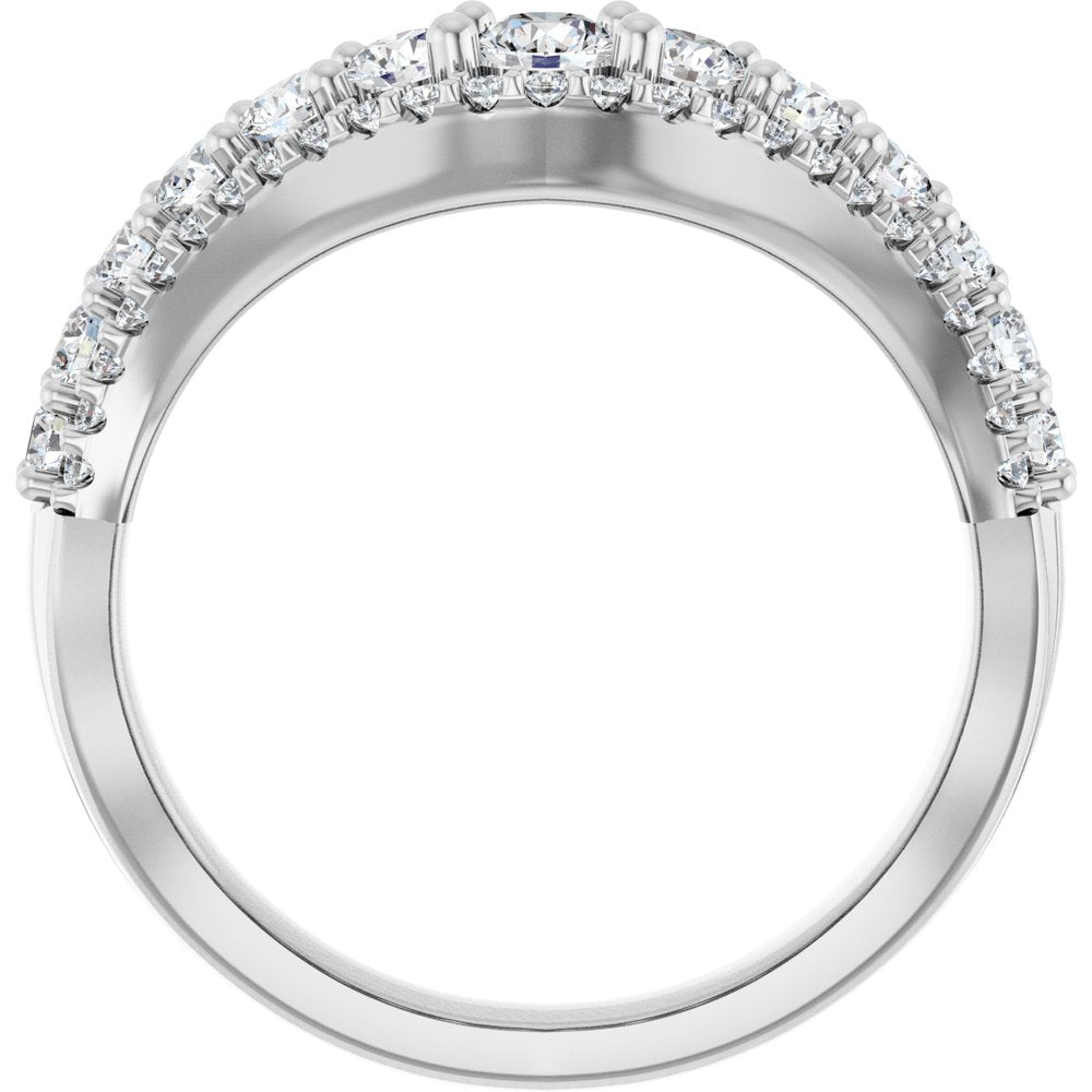 14K White 1 CTW Lab-Grown Diamond Accented Contour Band