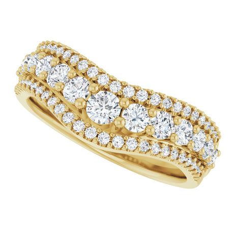 14K Yellow 1 CTW Lab-Grown Diamond Accented Contour Band