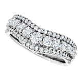 14K White 1 CTW Lab-Grown Diamond Accented Contour Band