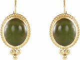 14K Yellow Natural Nephrite Jade Cabochon Earrings