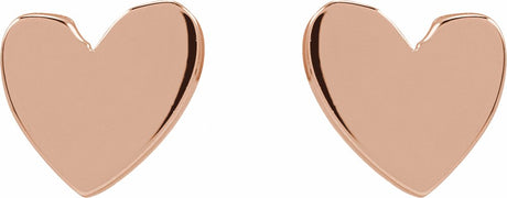 14K Rose 4 mm Asymmetrical Pair Heart Earring