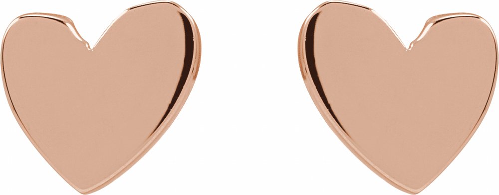 14K Rose 4 mm Asymmetrical Pair Heart Earring