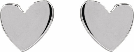 Platinum 4 mm Asymmetrical Heart Earrings
