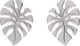 Sterling Silver Monstera Leaf Stud Earrings