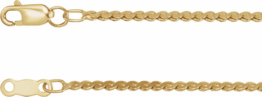 14K Yellow 1.7 mm Serpentine 16" Chain