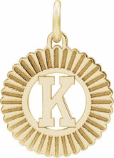 14K Yellow Initial K Sunburst Pendant