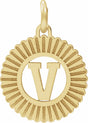 14K Yellow Initial V Sunburst Pendant